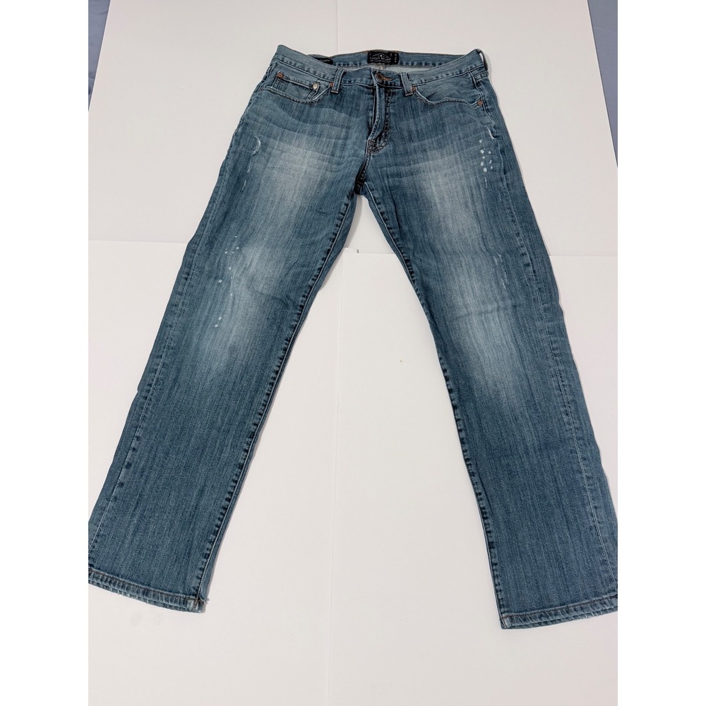 Lucky Brand 221 Original Straight Jeans Blue Distressed Paint Splatter 32x32